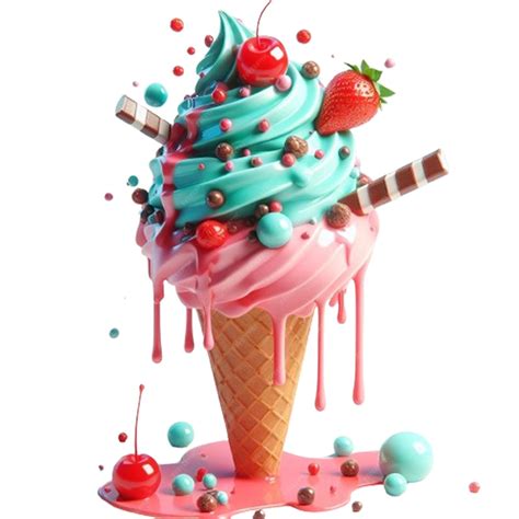 Premium PSD | Cone ice cream dripping