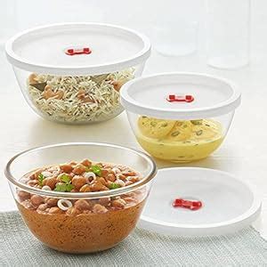 Buy Borosil Glass Mixing & Serving Bowls With Lids, Oven & Microwave ...