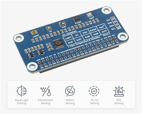 Environment Sensor I2C HAT for Raspberry Pi – ThinkRobotics.com