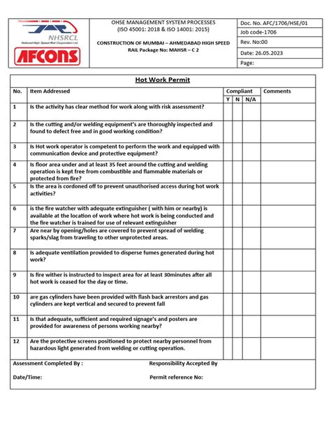 Image result for Hot Work Program Examples