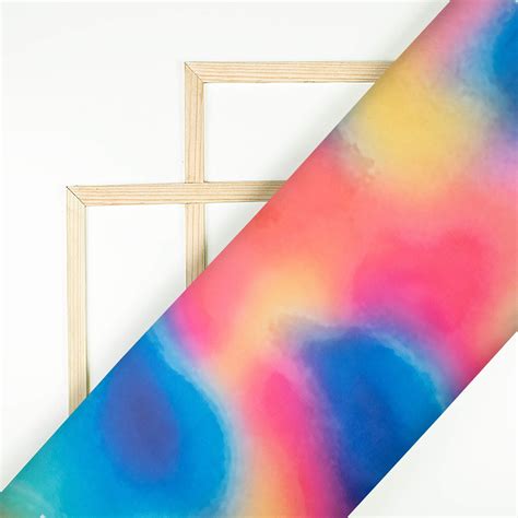 Multi-Color Rainbow Pattern Digital Print Organza Satin Fabric – Fabcurate