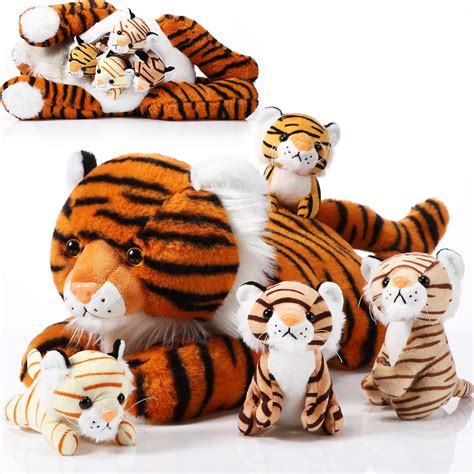 Amazon.com: Threan 5 Pcs Tiger Stuffed Animals Plush Toy Set 16 Inch ...