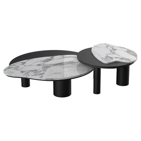 Modern Landscape Nesting Coffee Tables Oro Marble Handmade Portugal Greenapple For Sale at ...