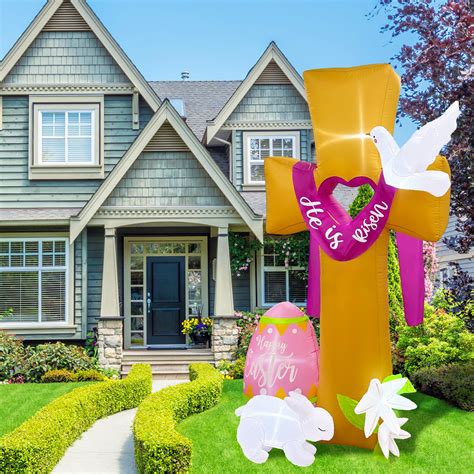 Amazon.com: OurWarm 8 FT Easter Inflatables Outdoor Decorations, Cross ...