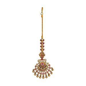 KUSHAL'S Fashion Jewellery Ruby Gold Plated Ethnic Antique Tikka ...