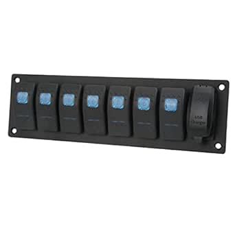 Marine Toggle Switch Panel, 7 Gang Sturdy Dual USB Charger Practical On ...