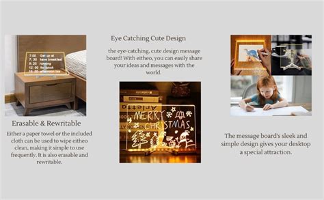 Eitheo Rewritable White Board with Light Dry Erase Board with Stand for ...