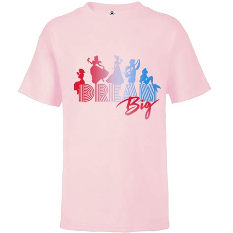 Disney Princess Silhouettes Dream Big - Short Sleeve T-Shirt for Kids - Customized-Soft Pink ...