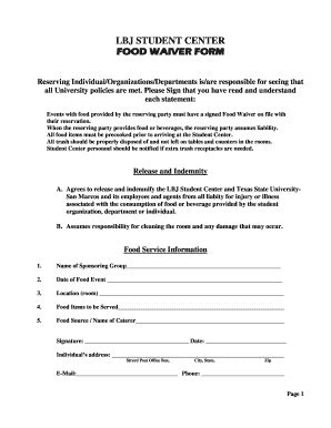 Food Waiver Template | pdfFiller