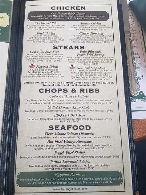 Menu at The Range Line Inn restaurant, Mequon