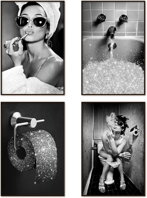 AllBlue Modern Glam Bathroom Wall Art Prints - Set of 4 India | Ubuy