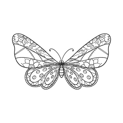 Ręcznie rysowany zentangle motyl do projektowania koszulki lub tatuażu ...