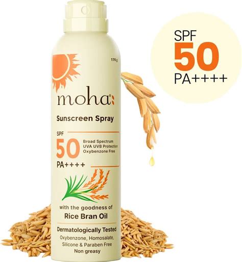 Moha Sunscreen - SPF 50 PA+++ Body & Face Sunscreen Spray SPF 50 | Rice ...