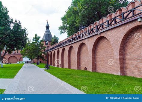 Walls and Towers of Red Brick of the 16th Century Kremlin in Tula ...