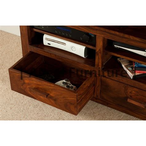 Angel Furniture Solid Sheesham Wood Tv Unit with Two Drawer and Open ...