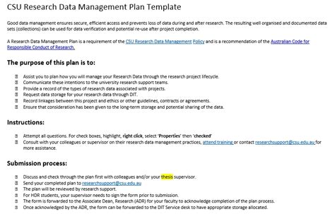 Image result for Data Management Plan Template