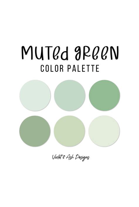 Muted green procreate palette color chart shades of green etsy – Artofit