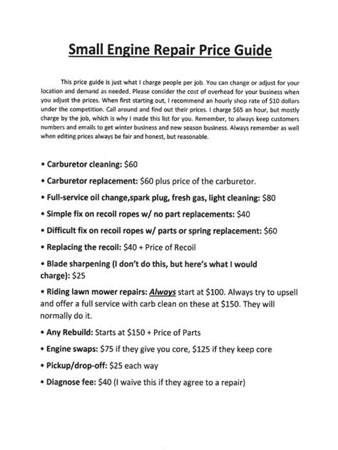 Image result for Small Engine Repair Printable