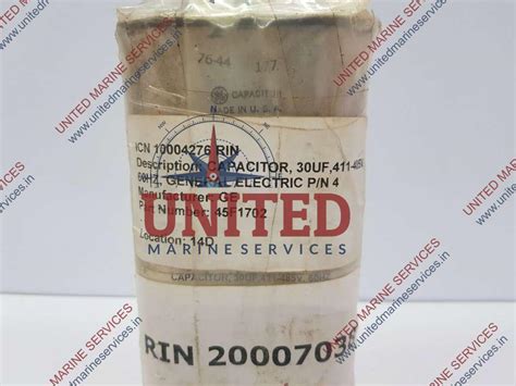 GE 45F1702 CAPACITOR 30UF 411-485V 60HZ | United Marine Services