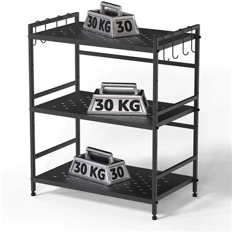Metal Microwave Oven Stand & Kitchen Storage Organizer - 3-Tier Shelf ...