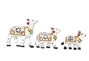 Buy PPH Paper Mache Handcrafted Cow Showpiece Home Decor Item (Set of 3 ...