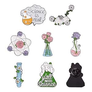 Magibeads 7Pcs Science Enamel Pins Set Cute Chemistry Flower Brooch ...