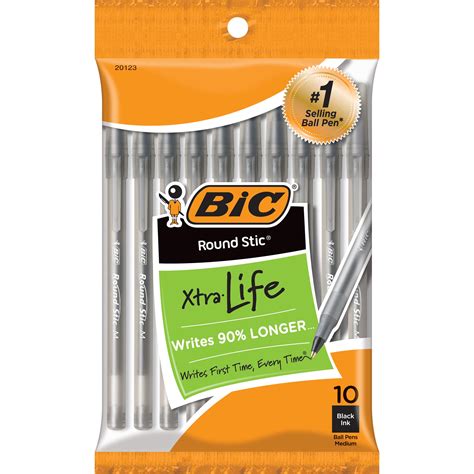 BIC Round Stic Ball Pen - Pack of 10, Black : Amazon.in: Office Products
