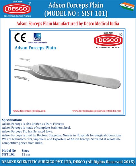 Adson Forceps Plain | Manufacturer, Exporter & Supplier | DESCO India
