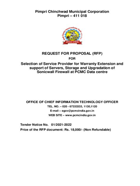 Fillable Online Tender No. 08 REQUEST FOR PROPOSAL (RFP) FOR ... Fax ...