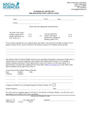 Fillable Online socialsciences uchicago Office of the Dean of Students ...