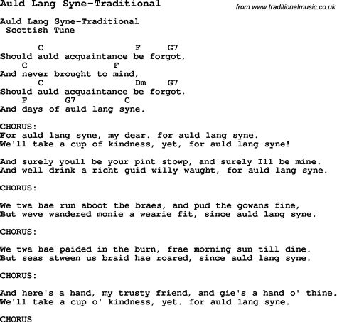 Auld Lang Syne Lyrics Printable