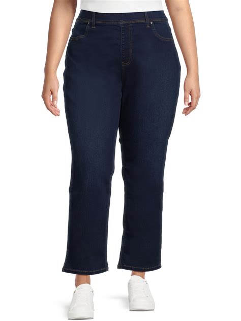 Terra & Sky Women's Plus Size Pull-on Straight Leg Jeans, sizes 0X-4X ...