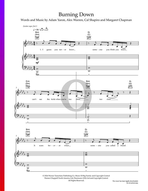 Burning Down Klaviernoten (Joe Jonas, Alex Warren) - OKTAV