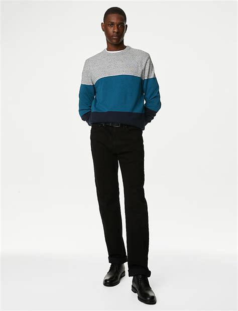 Buy Pure Cotton Colorblocked Round Neck Jumper at Marks & Spencer