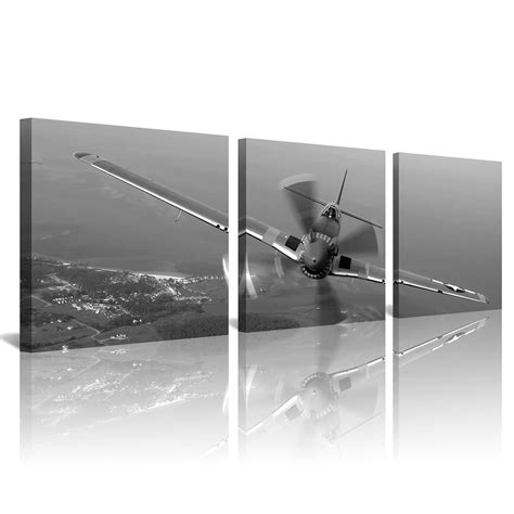 3 panel Aircraft Decor Vintage Fighters Flying Fighter Adornment Framed ...