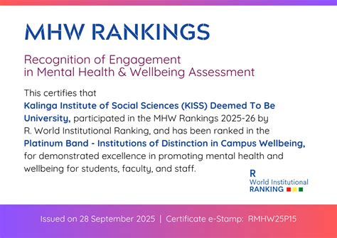 KISS-DU Receives Platinum Band for Mental Health and Wellbeing Ranking for the 2nd Consecutive ...