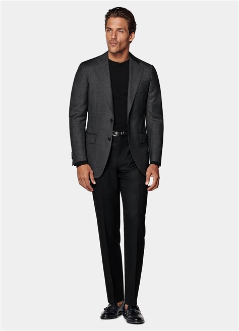 Dark Grey Tailored Fit Havana Suit Jacket in Pure S110's Wool ...