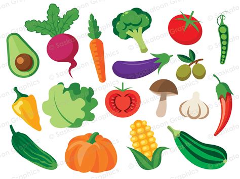 Popular Vegetables Clip Art Set - Veggies Produce - Instant Download ...