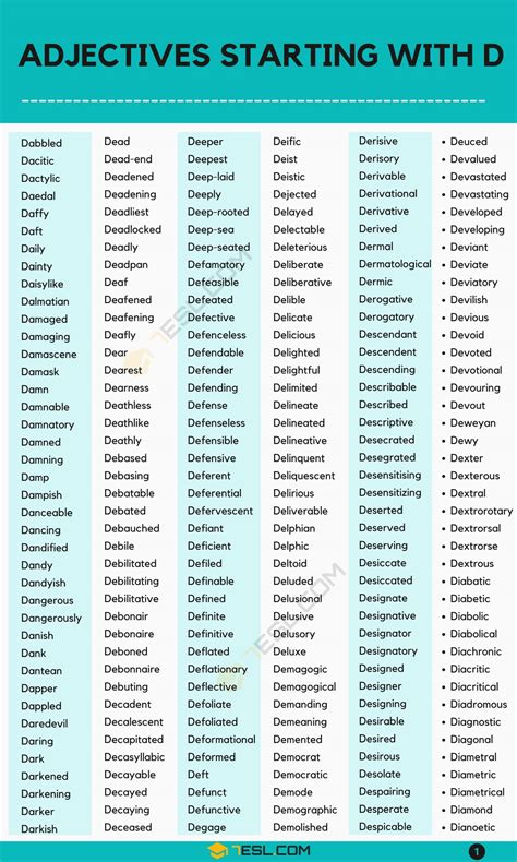 Adjectives that Start with D (1800+ D Adjectives in English) • 7ESL