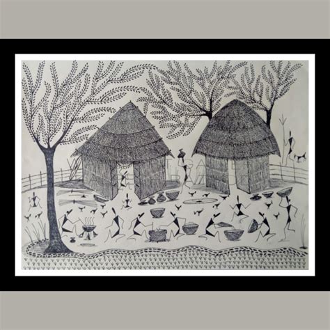 Buy Warli Art Gallery A3 Size Warli Art Village Painting - Handcrafted ...
