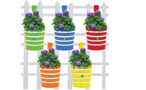 TrustBasket Round Ribbed Railing Planters (Multicolour, Pack of 5 ...