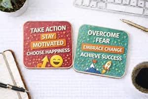 Choicecases Motivational Quote Coasters Set of 2 | Take Action Stay ...