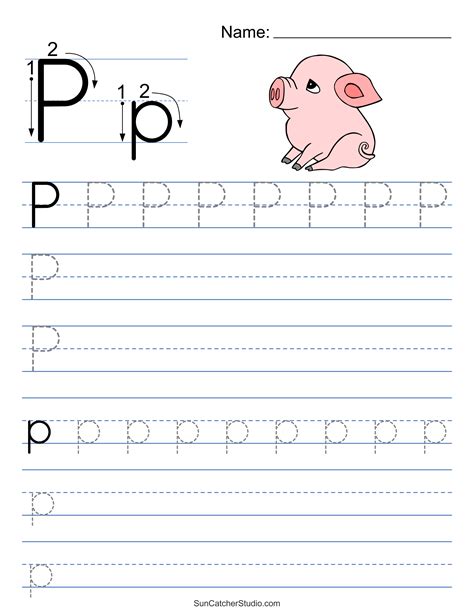 Tracing Letter P Alphabet Worksheet, Tracing Words Letter P