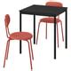 SANDSBERG table and 2 chairs, black black/Remmarn red-brown red-brown ...