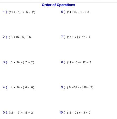 Image result for The Four Operations Class 5 Worksheet