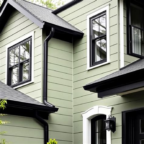 25 Sage Green Houses With Black Trims for Curb Appeal