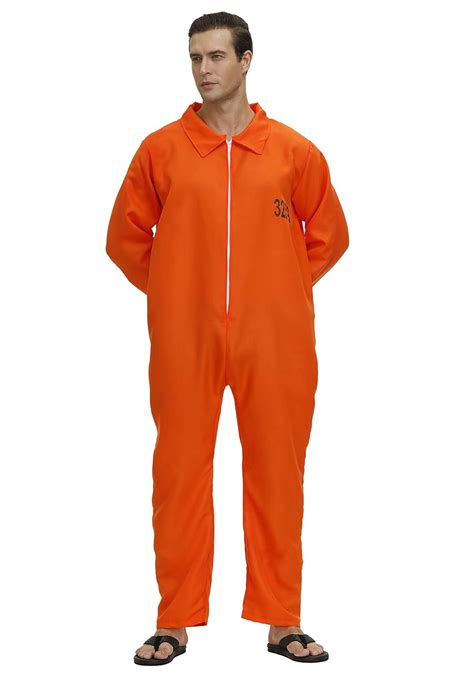 Orange Jumpsuits for Men Jail Costume Prisoner Jumpsuits Coverall Mens ...