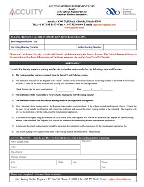 ROUTING NUMBER RETIREMENT FORM Accuity Is The Official Registrar For ...