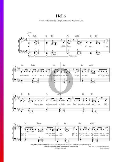Hello Klaviernoten (Adele) - OKTAV