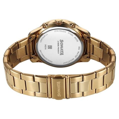 Buy Online Sonata Chronos Quartz Analog with Date Green Dial Golden ...
